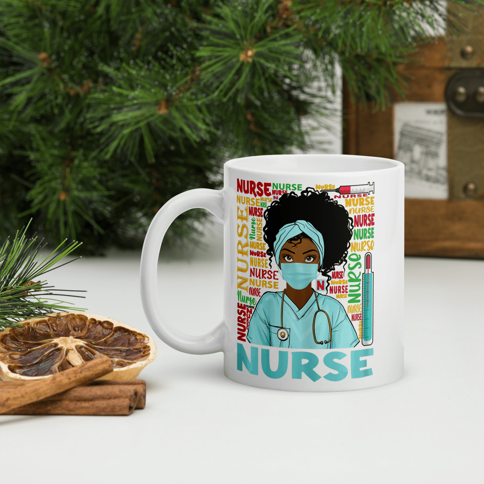 Nurse Life Black Woman Afro Girl Mug – 11oz