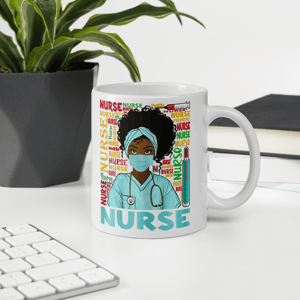 Nurse Life Black Woman Afro Girl Mug - 11oz