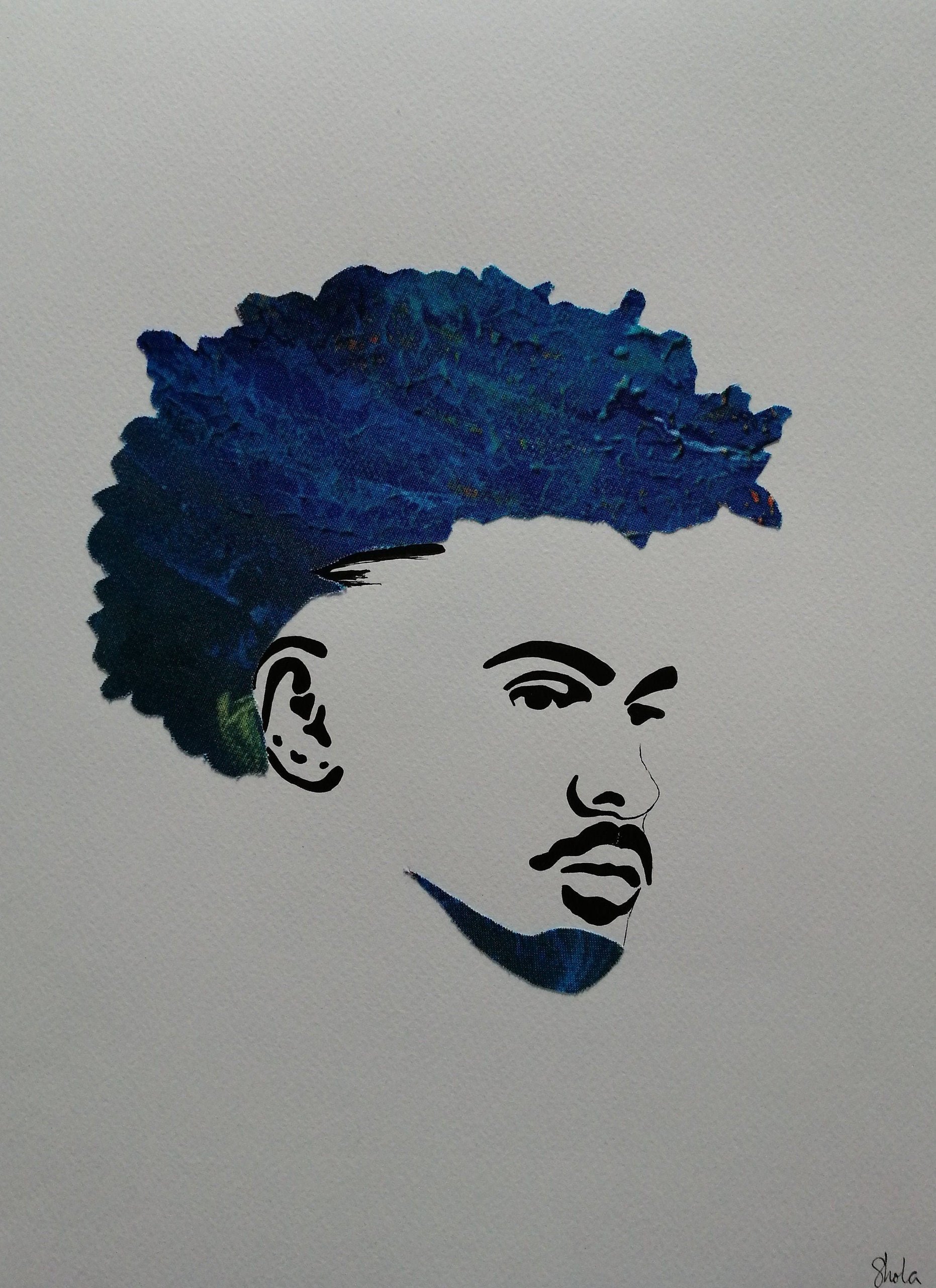 A3 Handmade Art Print – Afro Side Profile