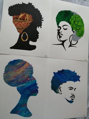 A3 Handmade Art Print - Afro Side Profile