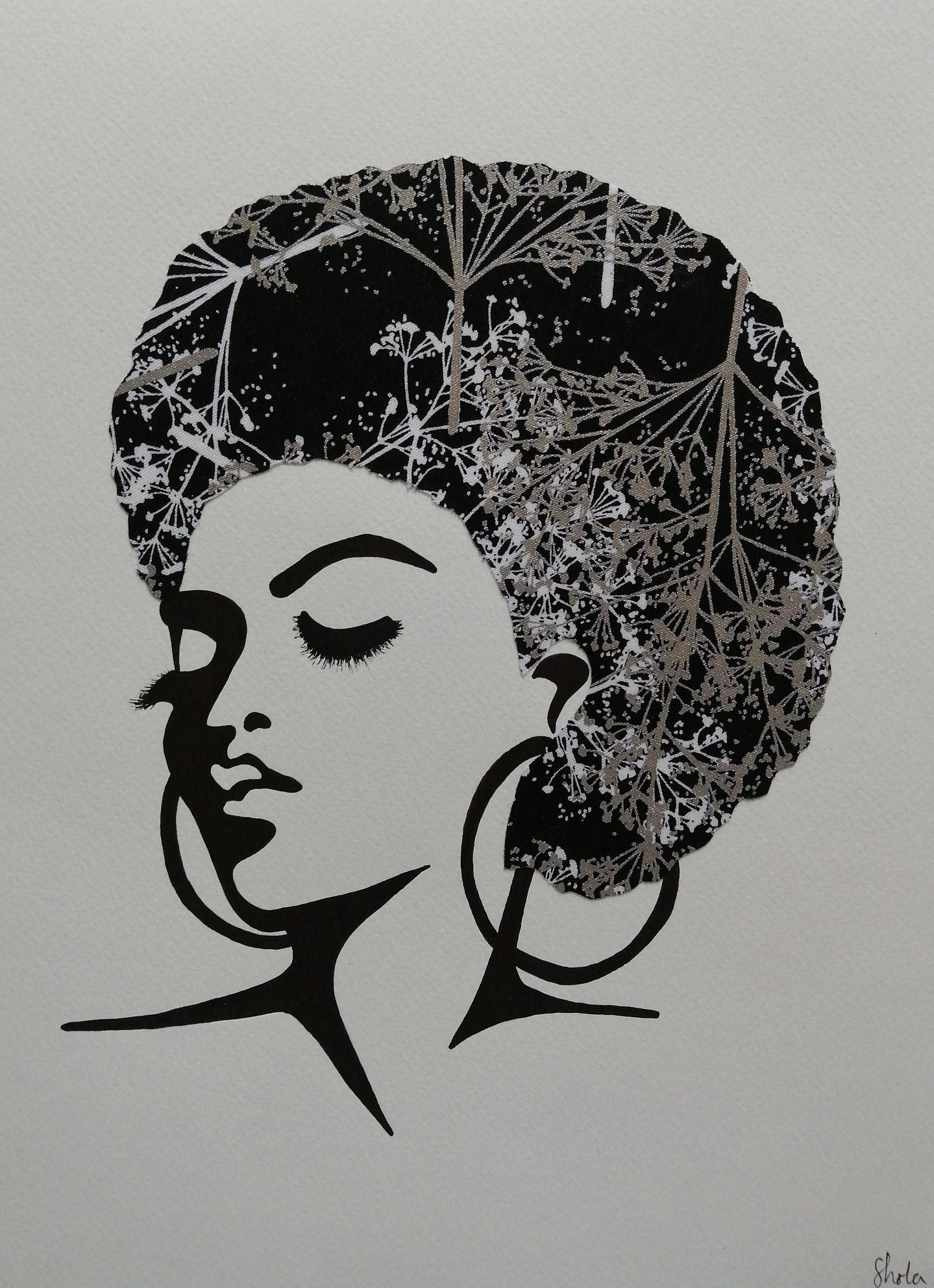 A3 Handmade Art Print – Afro Hoops