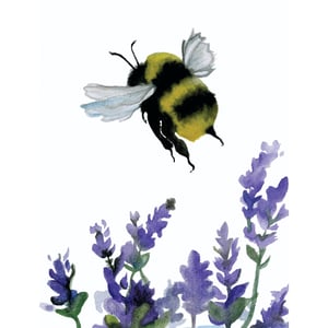 Bee with Lavender Watercolour Card
