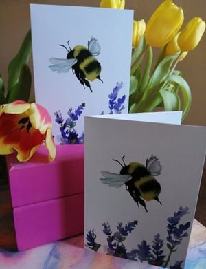 Bee with Lavender Watercolour Card