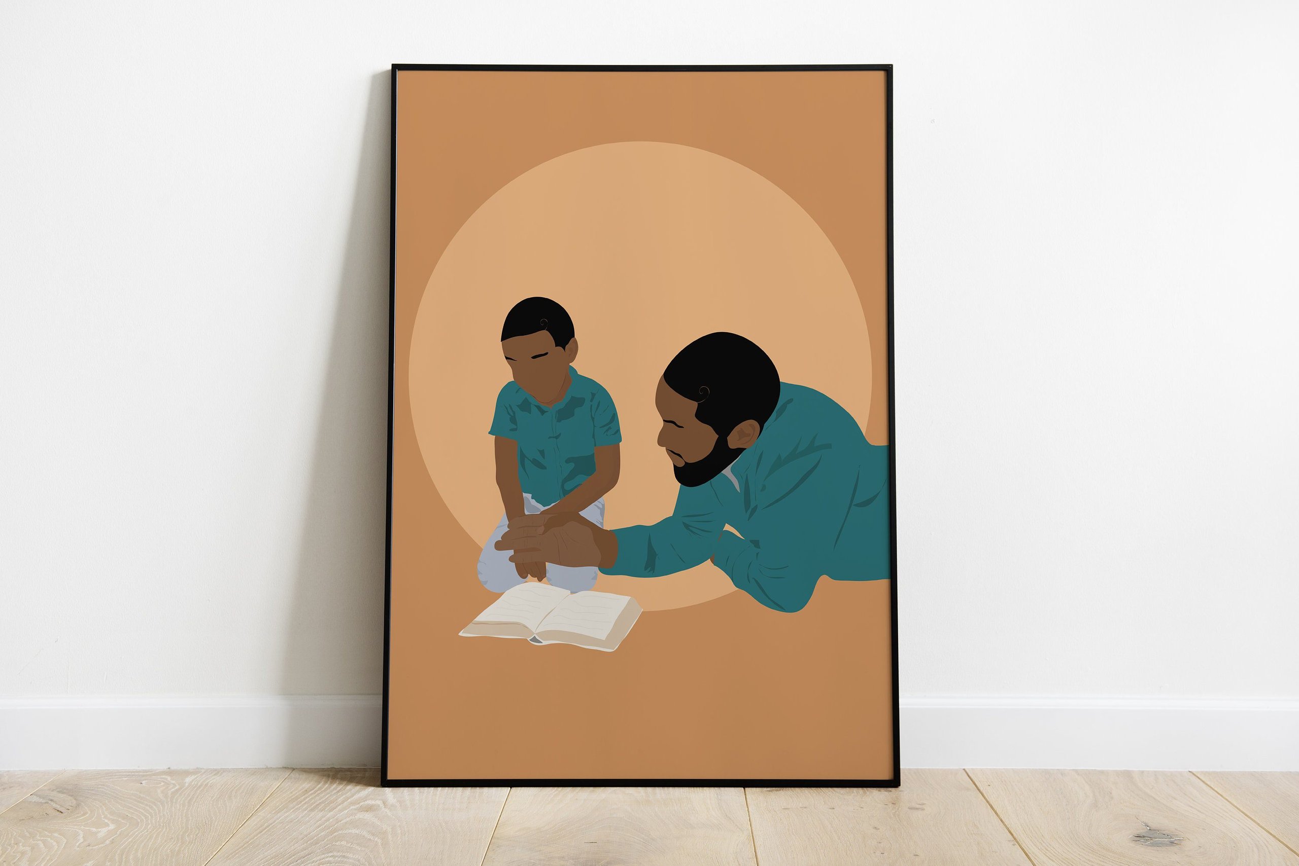 Black Father and Son Wall Art Print