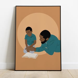 Black Father and Son Wall Art Print