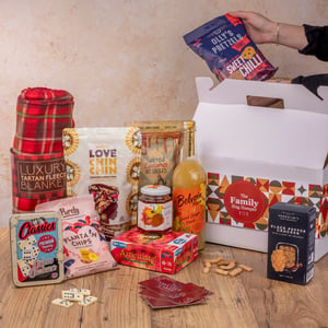Food, Drink and Games Family Hug Hamper. Perfect for a Games/Movie Night, Picnic, Family and Friends