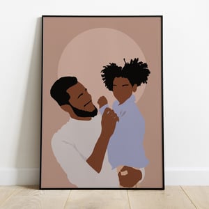 Black Dad and Daughter Wall Art Print