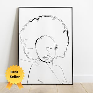 Black Afro Woman Line Art Print
