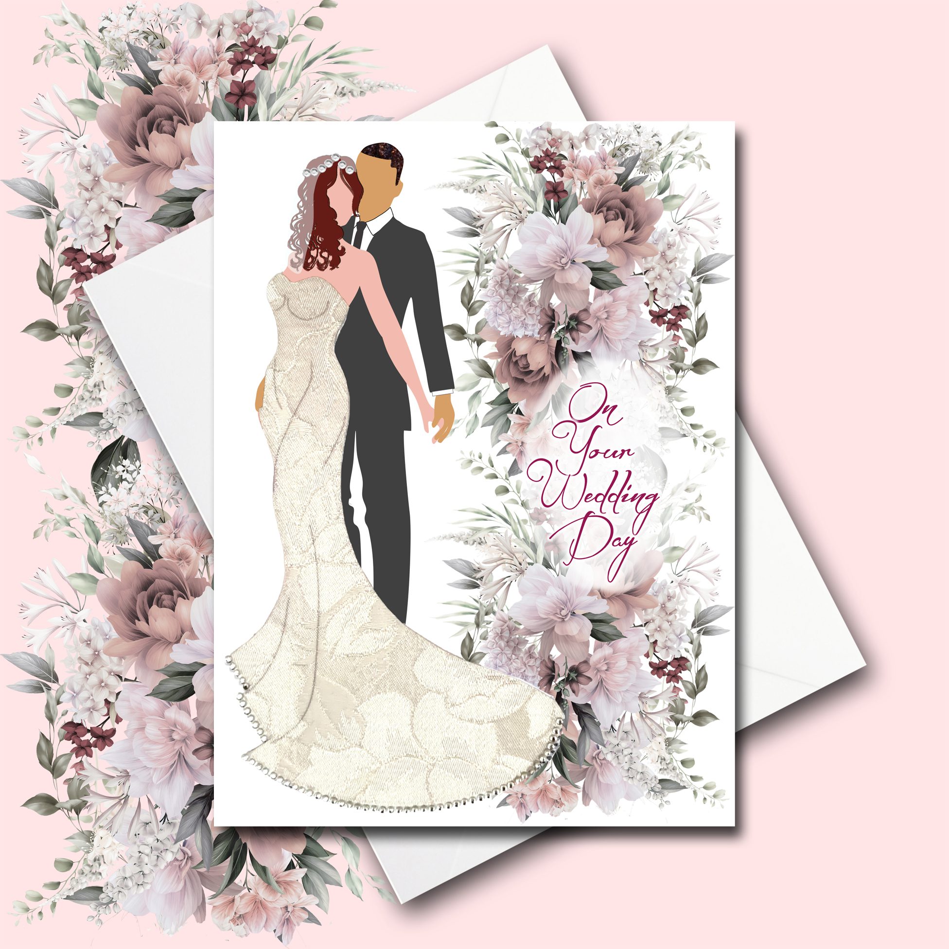 wedding floral pink card bmww 3
