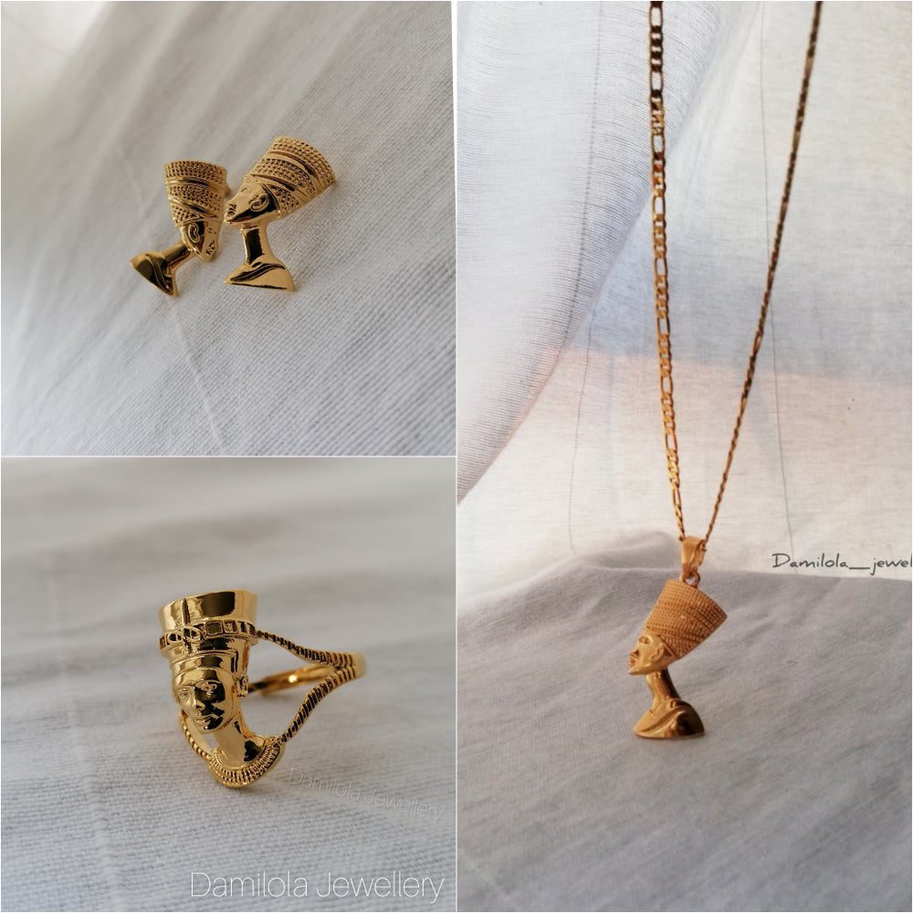 Queen nefertiti gold pendant deals