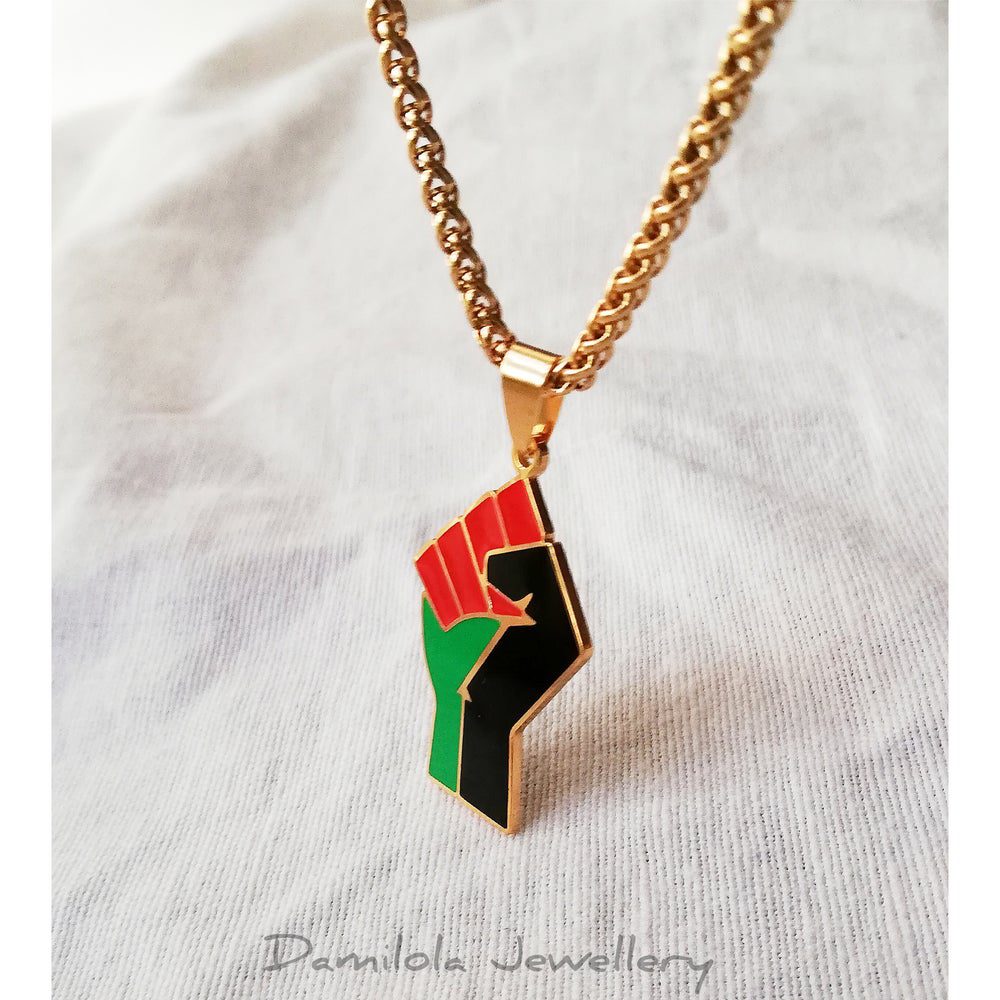 Black Power Salute – Gold/Silver Necklace