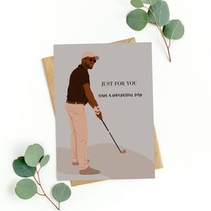 Black Man Playing Golf Father's Day/Birthday Greeting Card