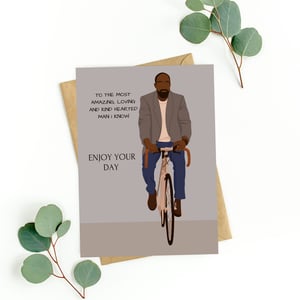 Black Man Cycling Father's Day/Birthday Greeting Card