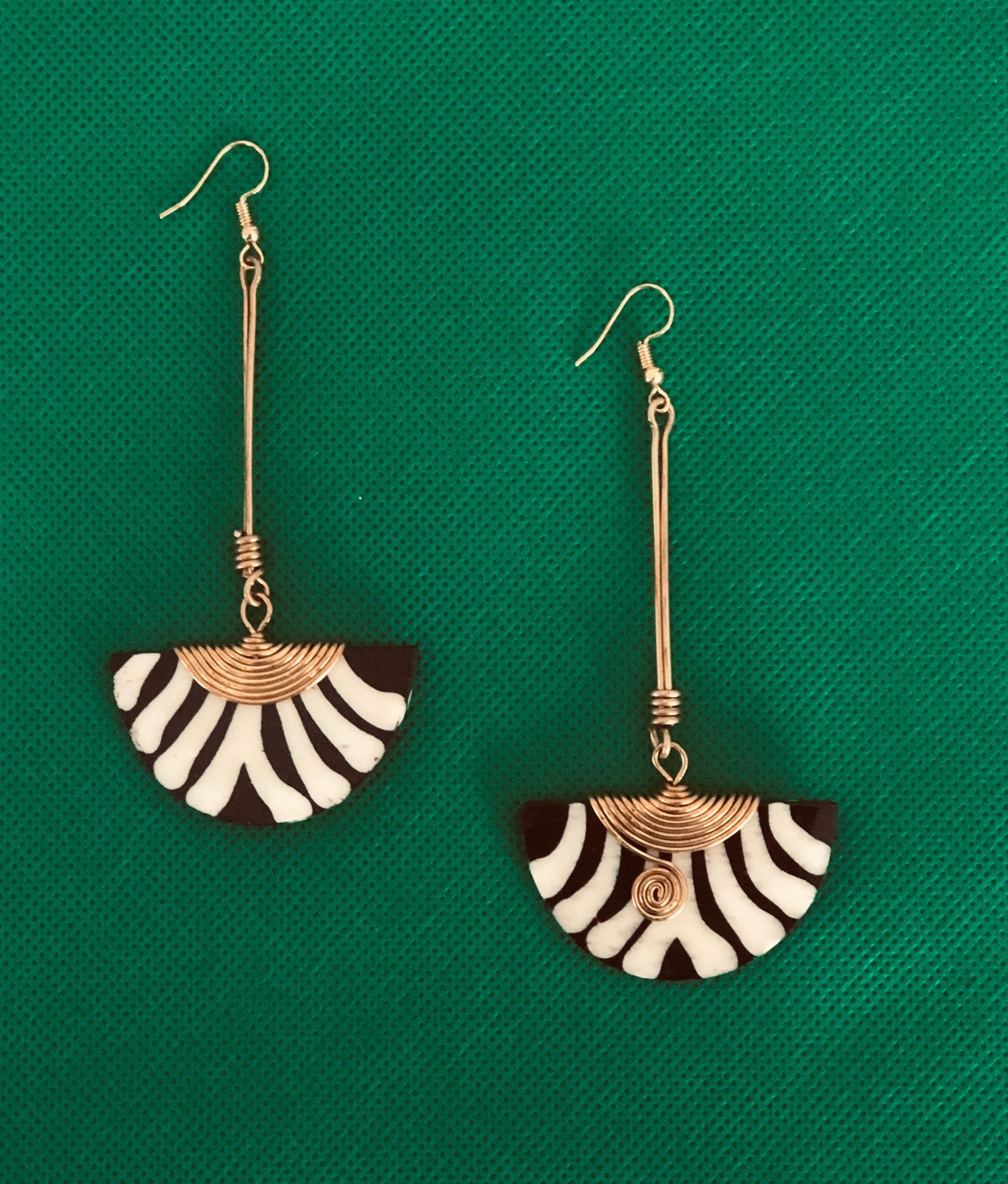 African Bone Earrings – Zebra Print