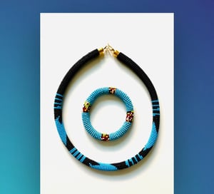 African Beaded Maasai Necklace & Bracelet Set