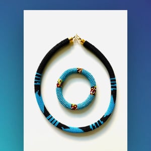 African Beaded Maasai Necklace & Bracelet Set
