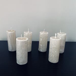 Swazi Candles | 6 Pack Mini Dinner Set | White Wax Candles Hand-Decorated