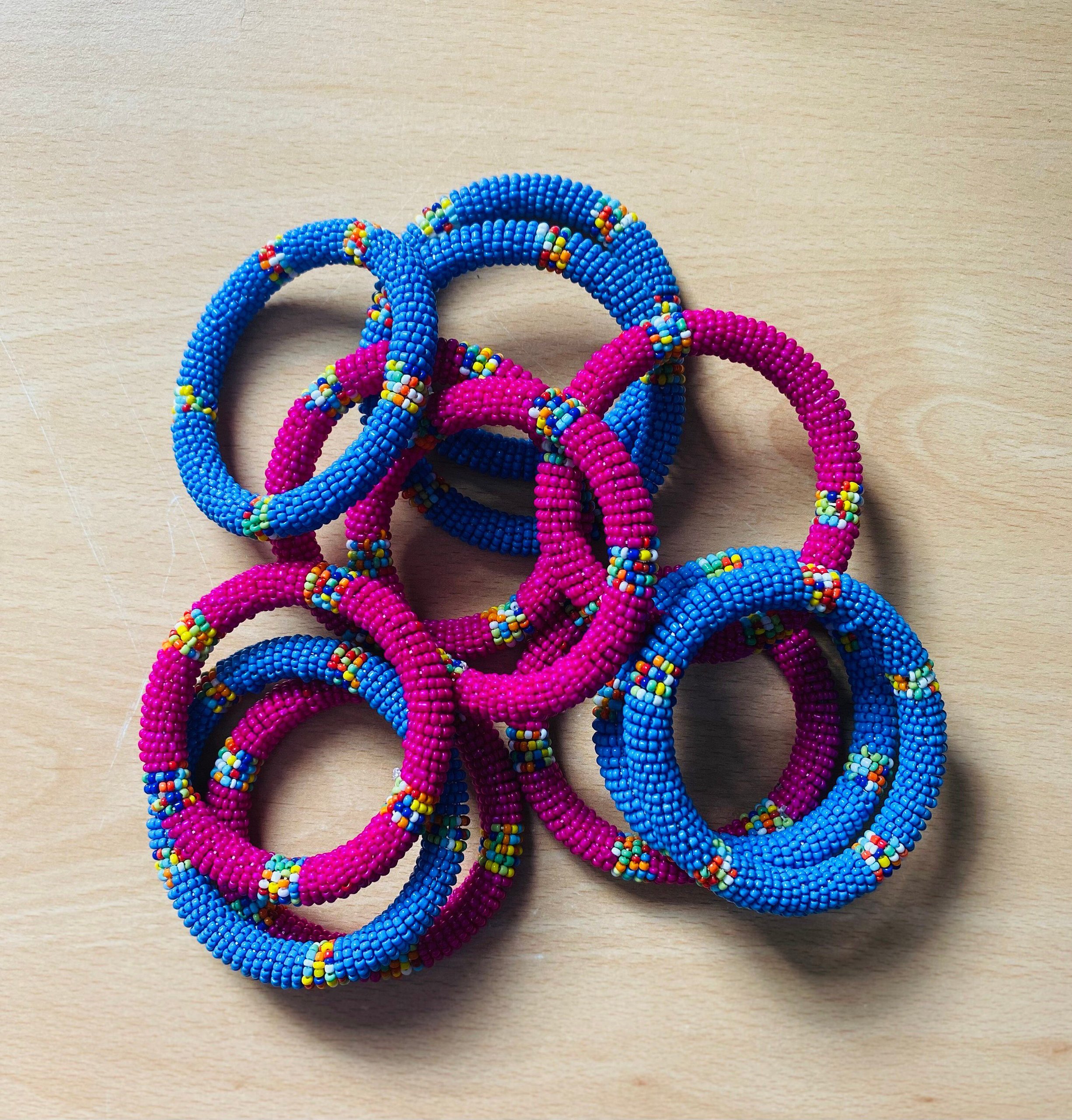 African Maasai Beaded Bracelets – Pink | Blue