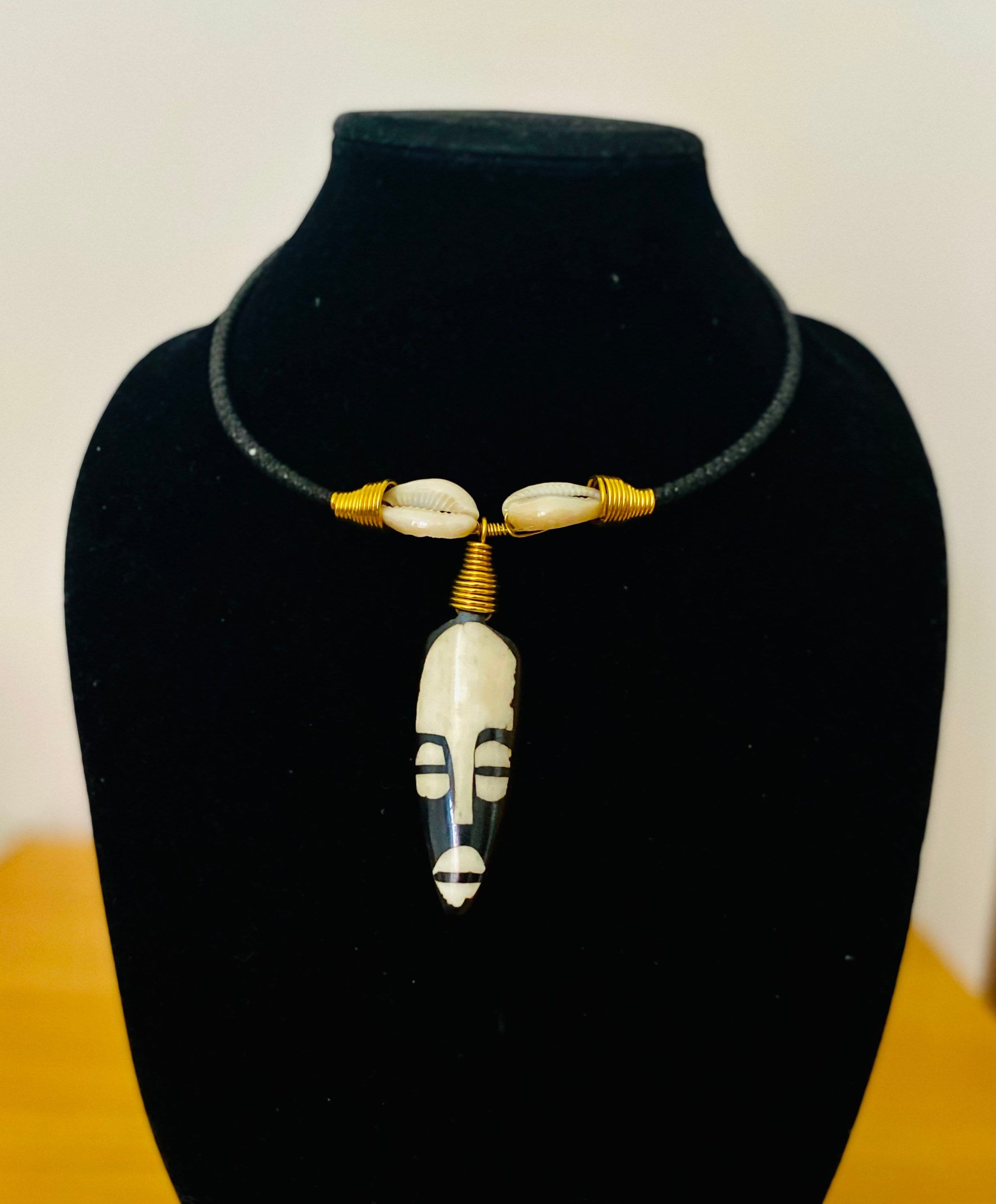 African Pendant Necklace with Mask Face