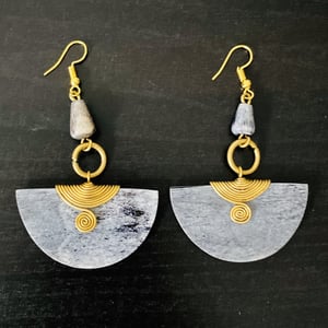 African Bone Earrings - Grey