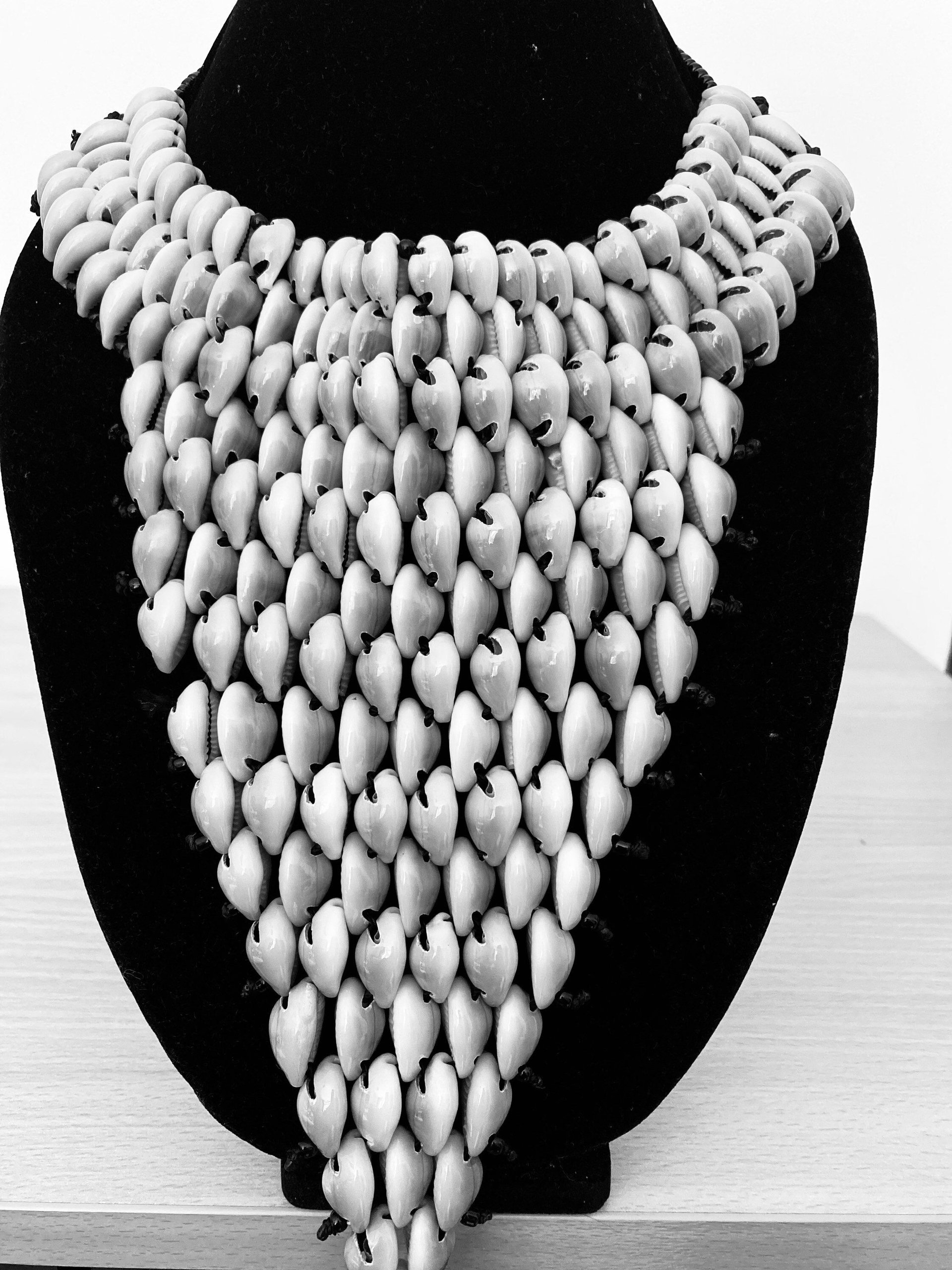 African Maasai Handmade Necklace with Cowrie Shells | Bib Necklace