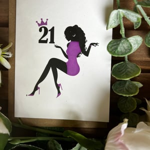 Happy 21st! - Purple Dress Card