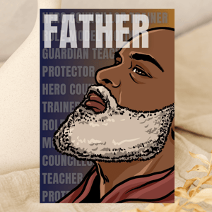 Black Fathers Day Card: Roles of the Father - grey beard
