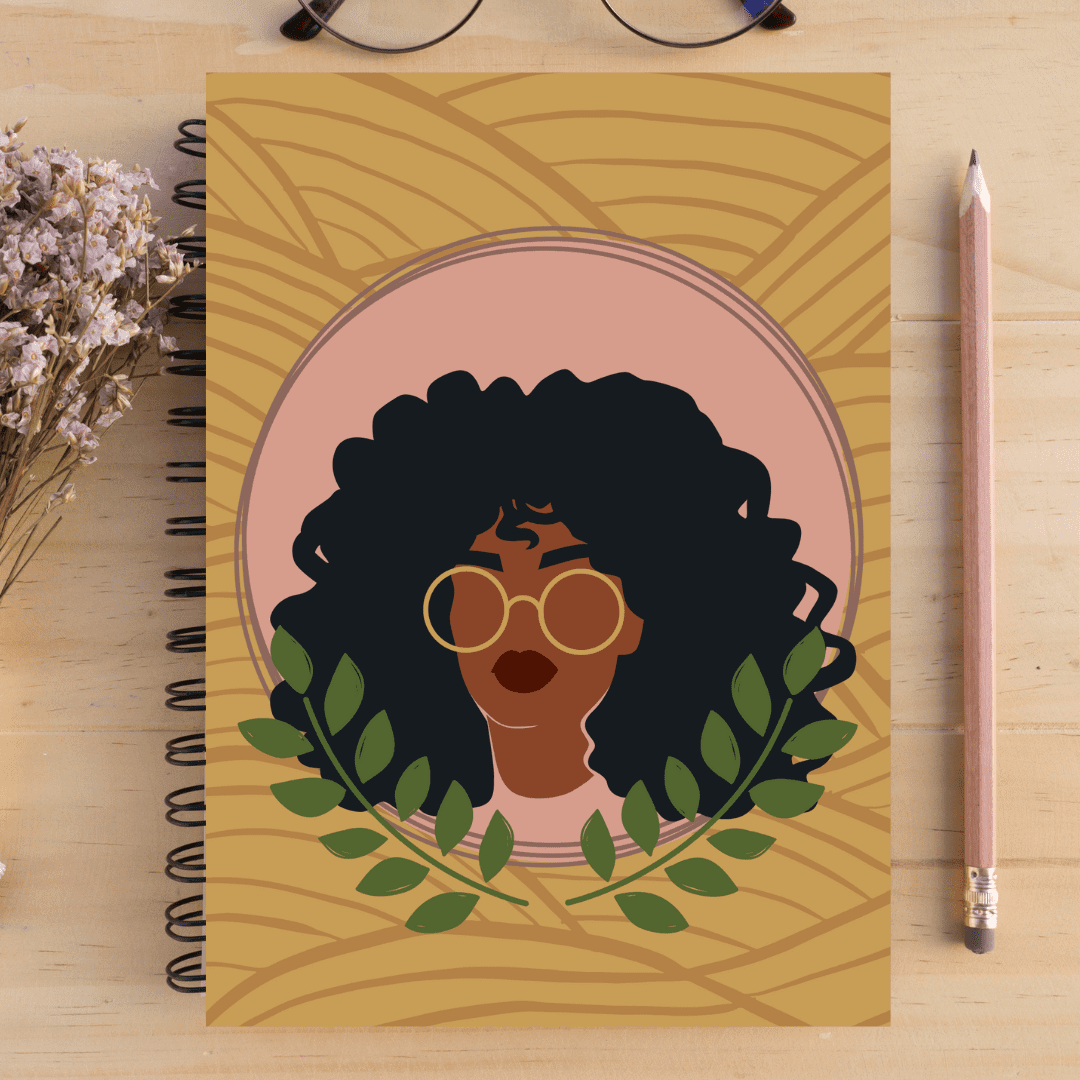 A5 Afro Natural Hair Woman Lined Wiro-bound Paper Notebook