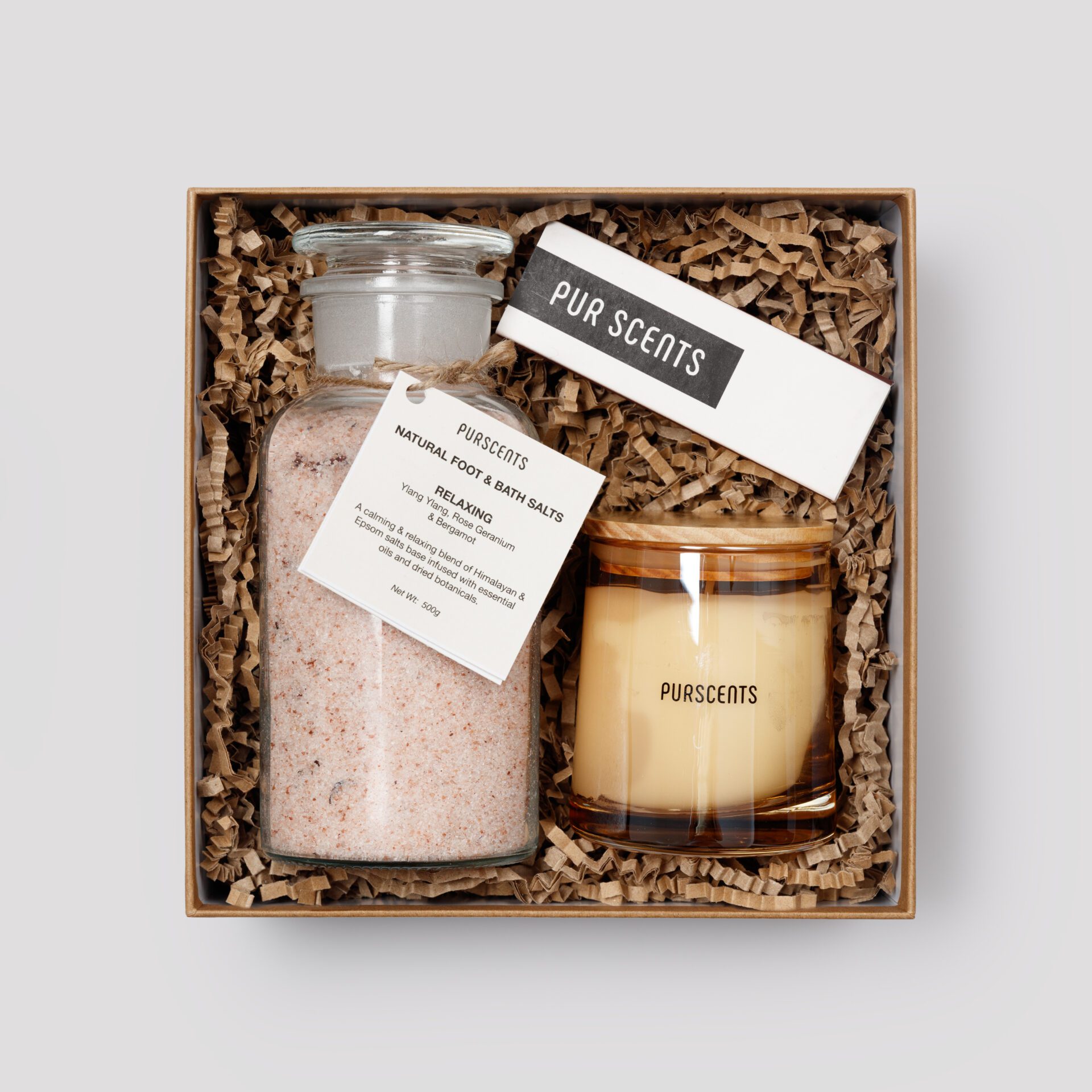 Luxury Relaxing Candle & Bath Salts Gift Set