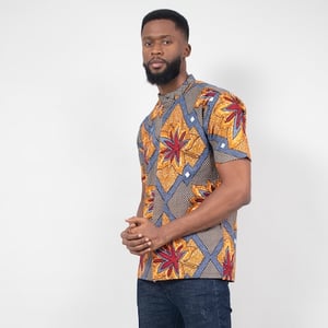 OSEI African Print Ankara Shirt - Yellow