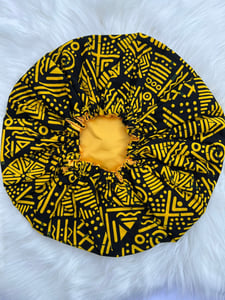 Yellow African Ankara hair bonnet