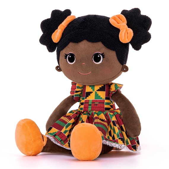 Personalised Black Doll – Mabel Doll ( Kente )