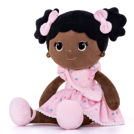 Personalised Black Doll – Mabel Doll ( Love Hearts )