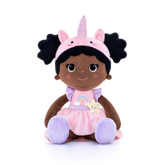 Personalised Black Doll – Mabel Doll ( Unicorn )