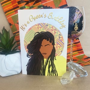 Black Queen Locs Birthday Card