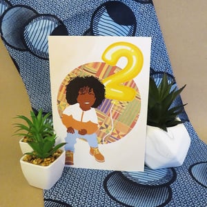 Black / Mixed Race Boy Age 2 Birthday Card