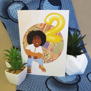 Black / Mixed Race Boy Age 2 Birthday Card