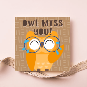 Owl Miss You Square Card