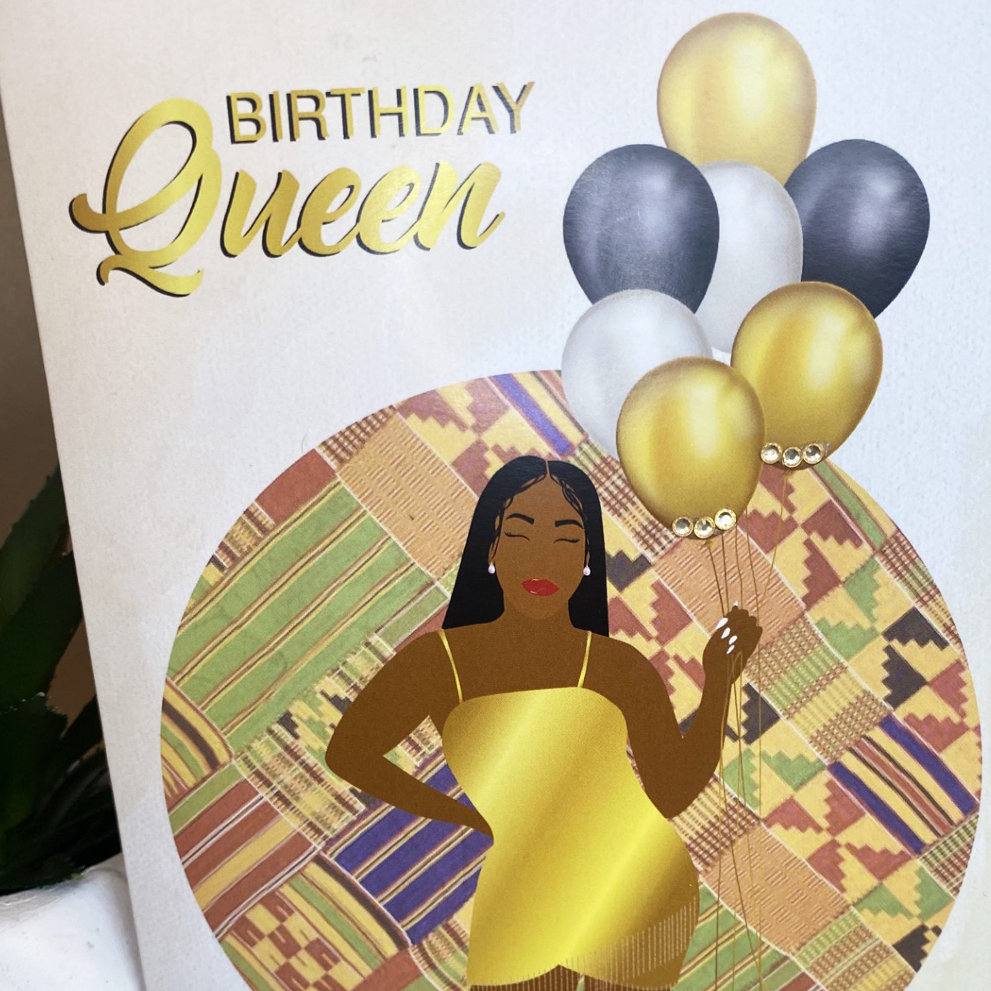 Black Queen Diamantés Birthday Card