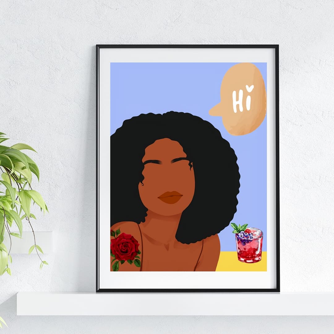 Black Queen With Rose Tattoo Wall Art