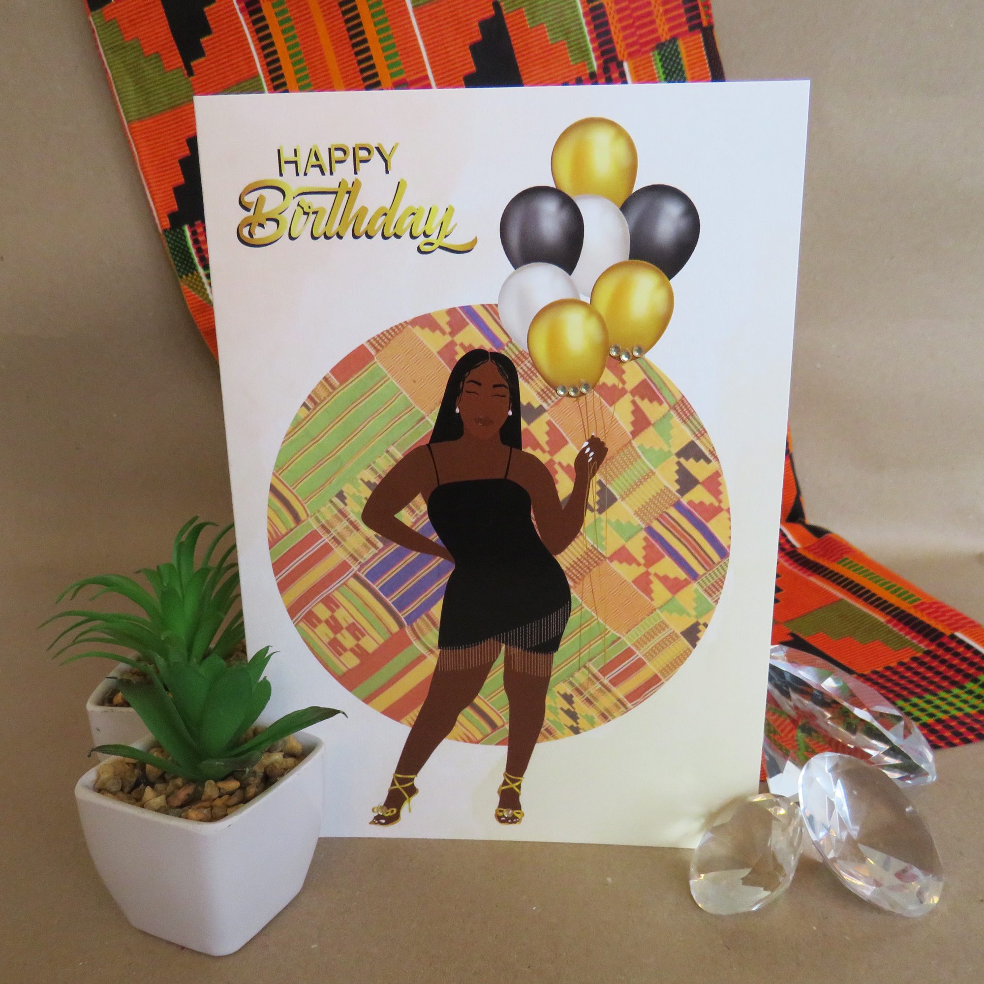 Black Women Diamantés Birthday Card | Wakuda
