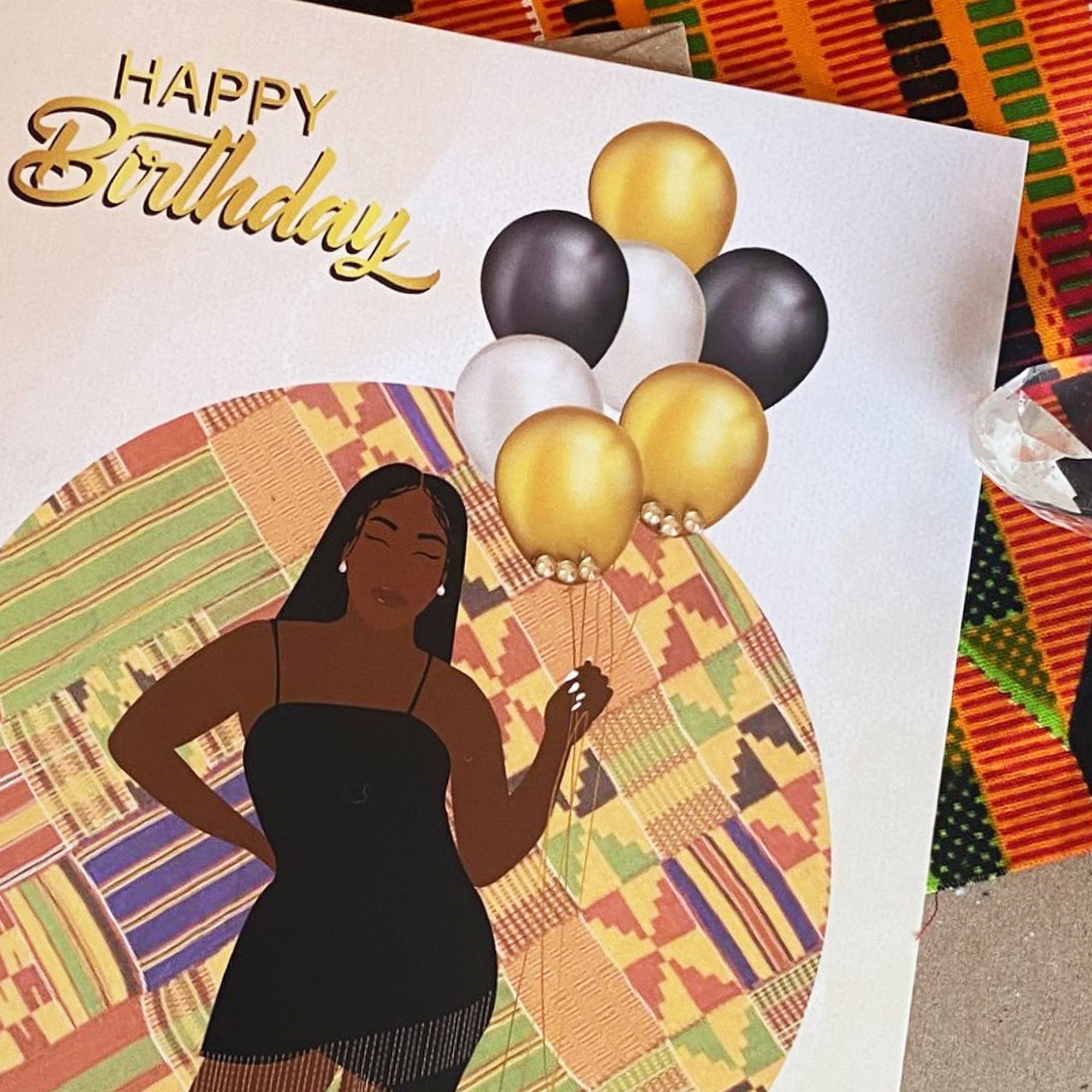 Black Women Diamantés Birthday Card