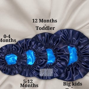 Blue satin baby hair bonnet