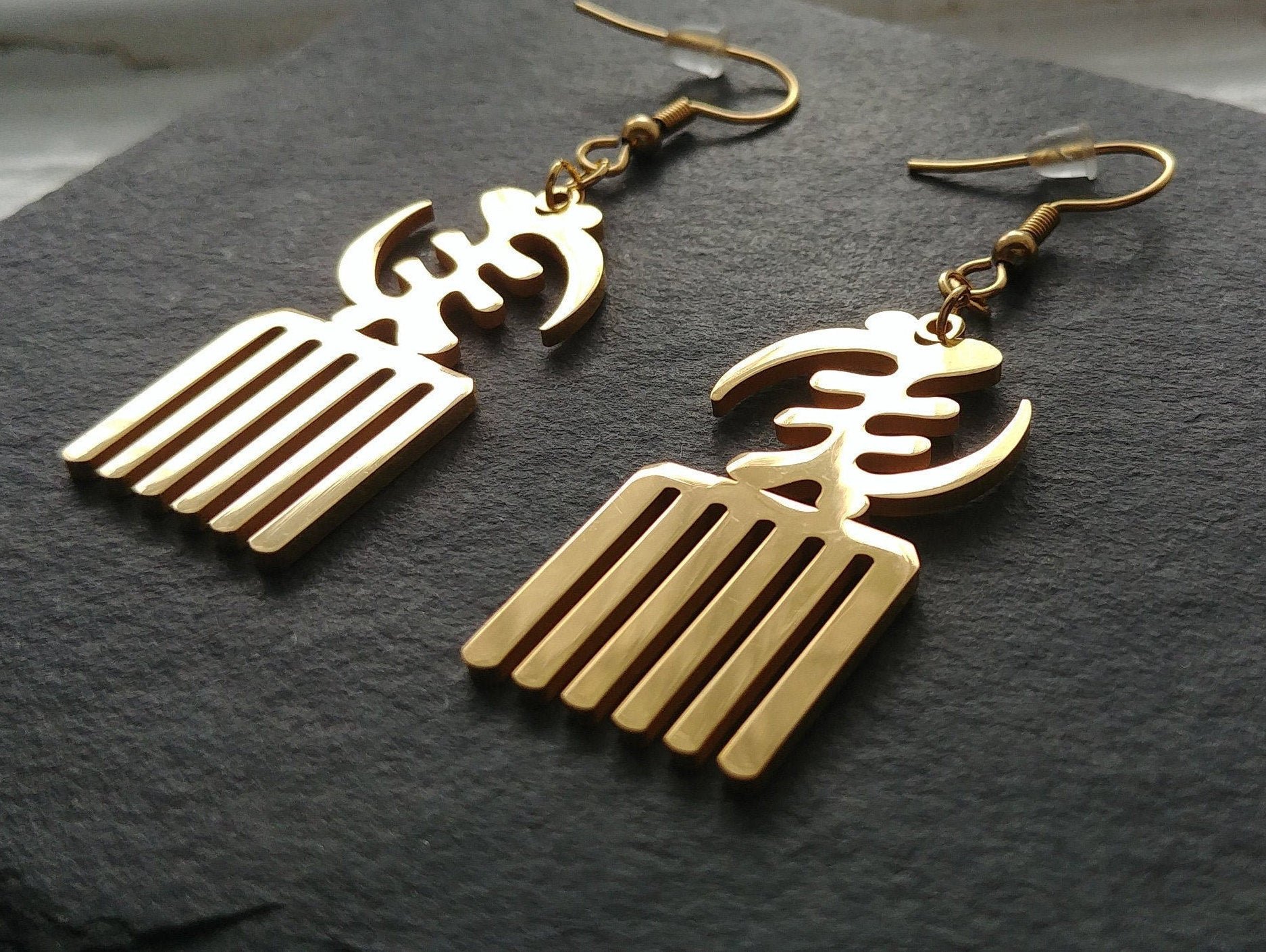 Gye Nyame Duafe Drop Earrings Wakuda gye-nyame-duafe-drop-earrings-wakuda