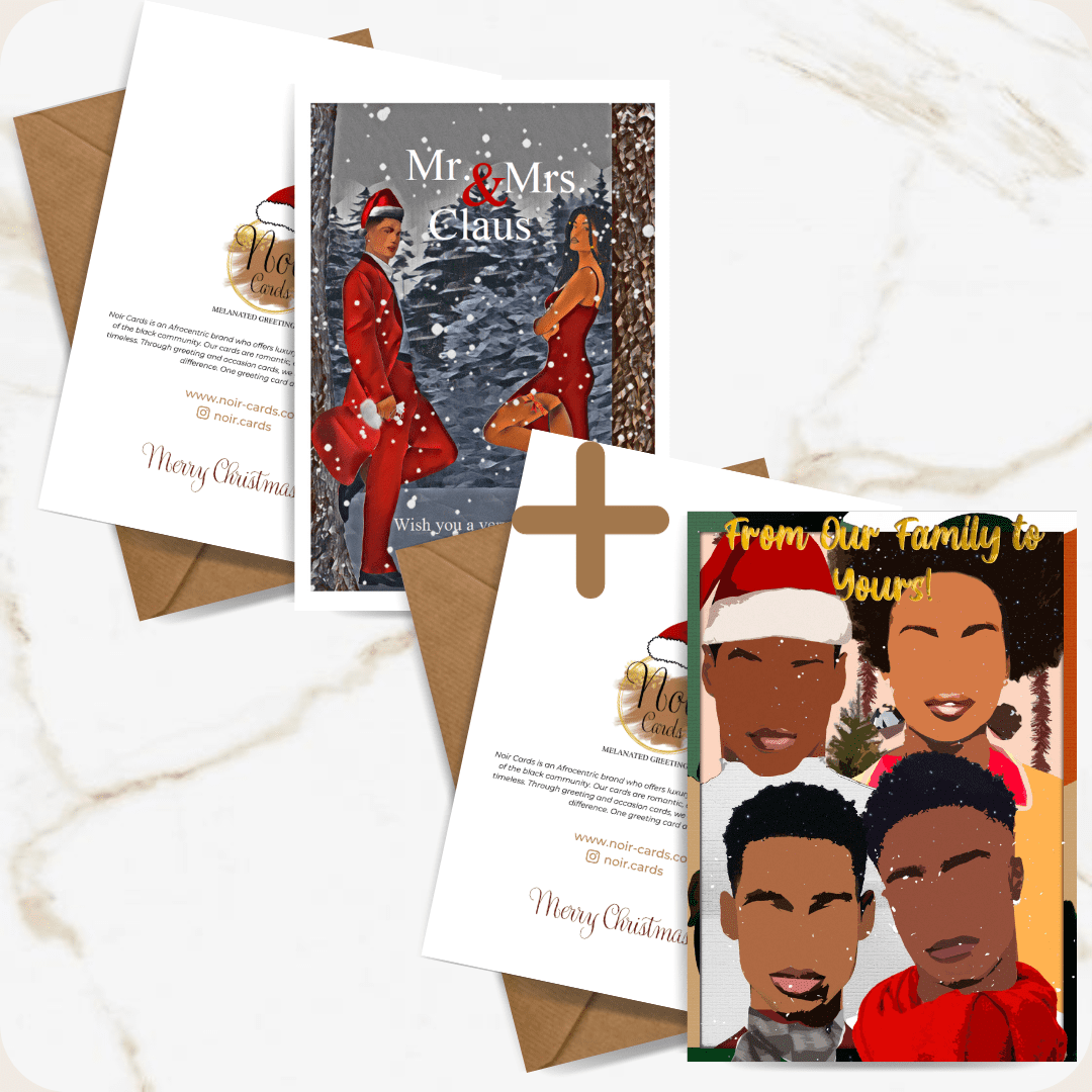 Black Christmas Cards Pack of 2