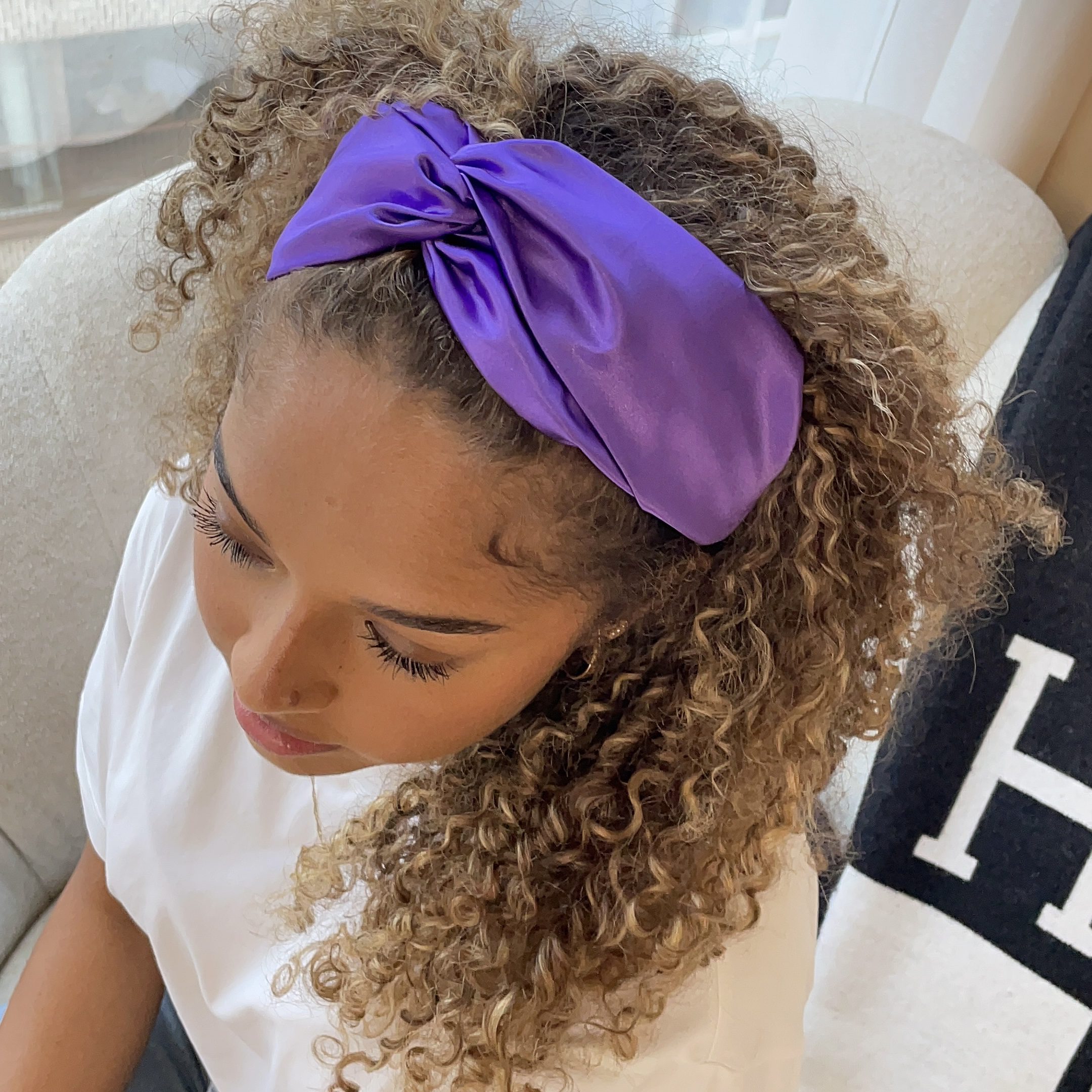 Luxury Satin Turban Twist Headband – Purple