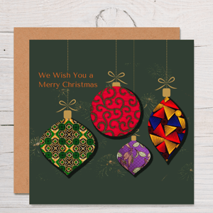 Christmas Baubles Card - African Print Inspired