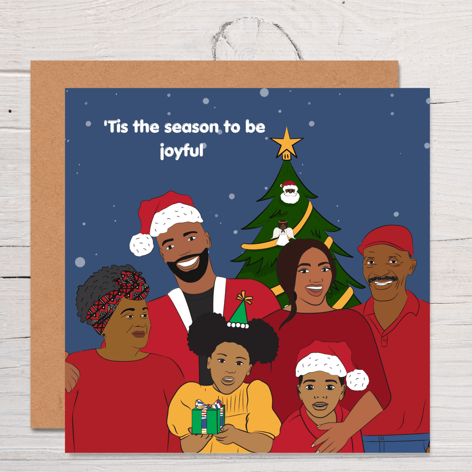 Black Extended Family Christmas Card