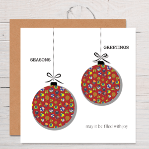 Christmas Red Baubles Greeting Cards
