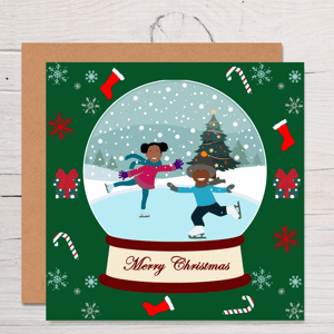 Christmas Winter Globe Children Greeting Cards